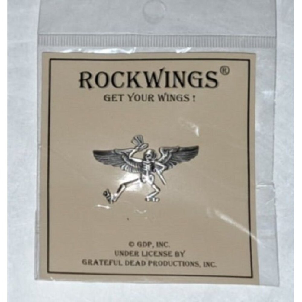 New Grateful Dead Skeleton Pin Deadhead Pilot Wings Roses Licensed Hippie - Picture 2 of 3